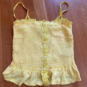 Abercrombie & Fitch Bright Yellow Smocked Top – Size XS